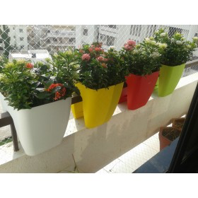 High Quality Plastic Balcony Square Railing Planter (Yellow)