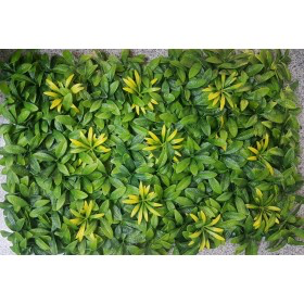 Green Cherry Leaves with Yellow Flowers Tiles - Artificial Garden