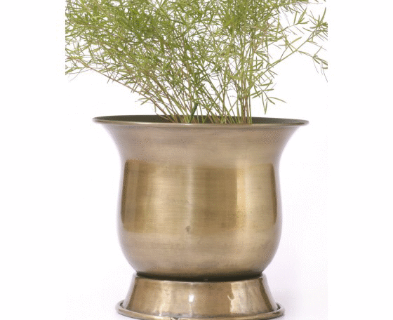 Brass Finish Round Metallic Planter (82285-BA)