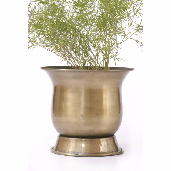 Brass Finish Round Metallic Planter (82285-BA)