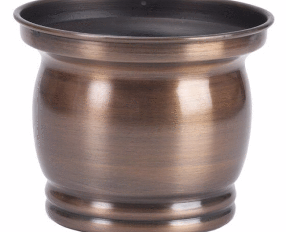 Brown Color Round Metallic Planter (83611)
