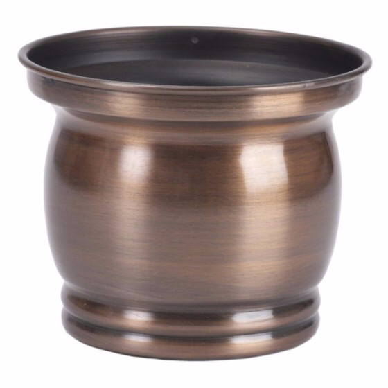 Brown Color Round Metallic Planter (83611)