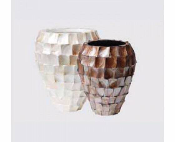 Mother of Pearl Ali Baba Pot (White,Brown)�