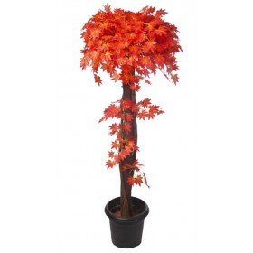 Artificial Mini Japanese Maple Topiary Plant Red
