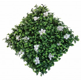 Green Leaves with Big White Flower Tiles - Artificial Garden