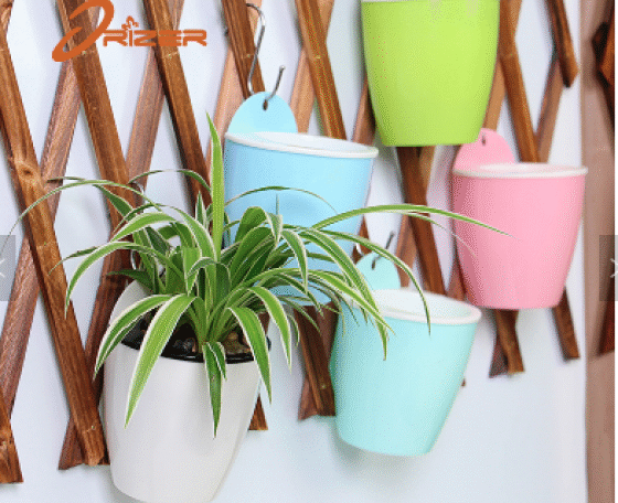 Orange-White Self Watering Hanging Planter Flower Pot