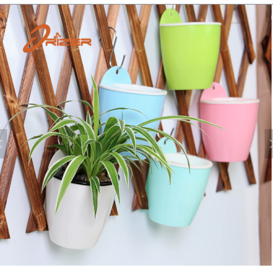 Orange-White Self Watering Hanging Planter Flower Pot