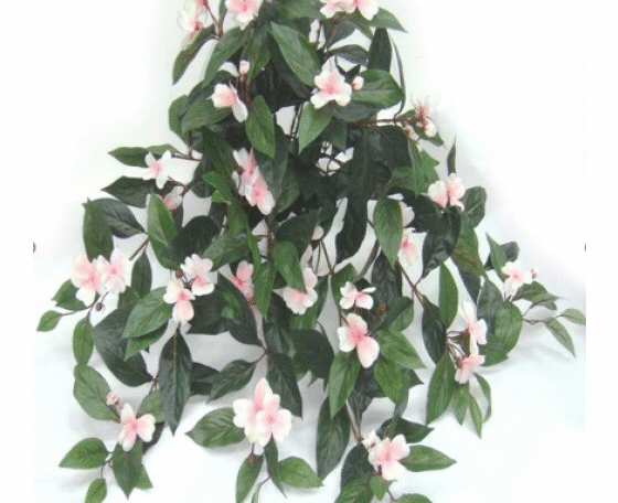 Artificial Impatiens Hanging x 13 W / 204 LVS (Pink)
