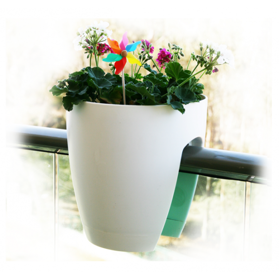 High Quality Plastic Balcony Railing Planter (White, 29 Cm X 29 Cm X 30 Cm)