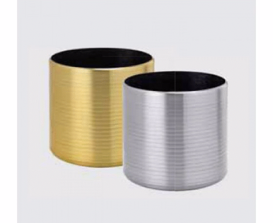 Aluminium Ribbed Cylinder Pot (Chrome)