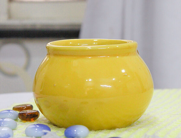 3 inch Handi Shape Round Ceramic Pot (Yellow)