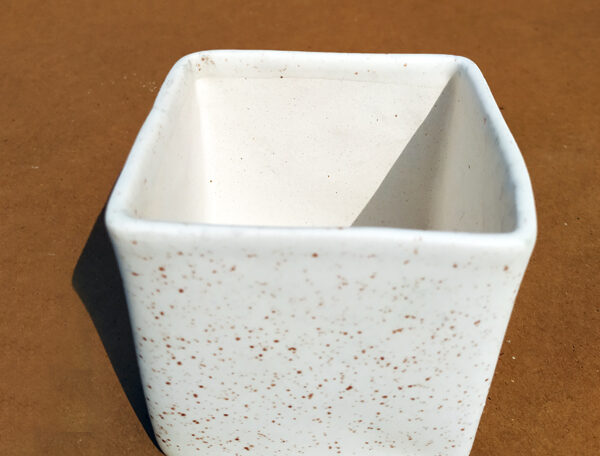 3.3 inch Marble Finish Square Ceramic Pot (White)