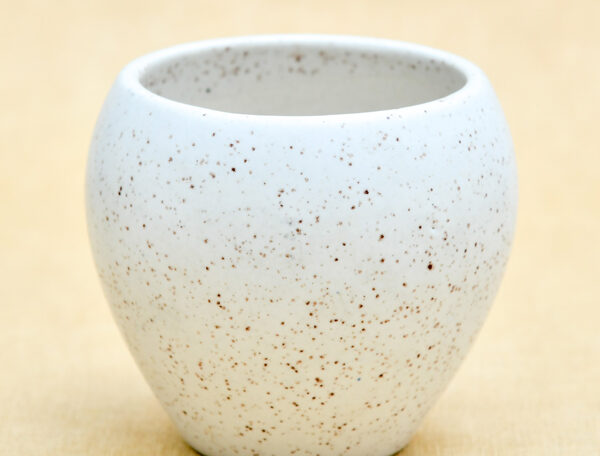 3.1 inch Apple Marble Finish Round Ceramic Pot (White)