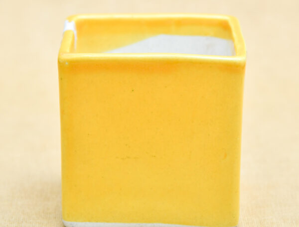 3.4 inch Square Box Ceramic Pot (Yellow)
