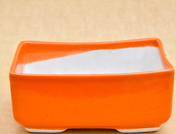 6.6 inch Bonsai Rectangle Ceramic Pot (Orange)