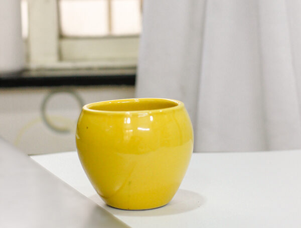 3.3 inch Apple Round Ceramic Pot (Yellow)