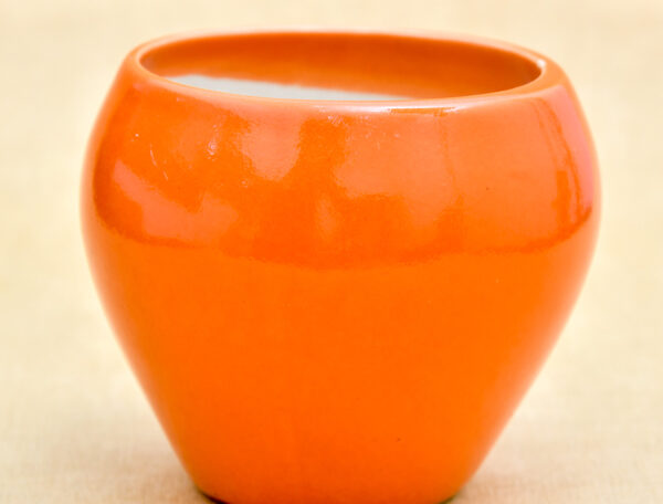 3.7 inch Apple Round Ceramic Pot (Orange)