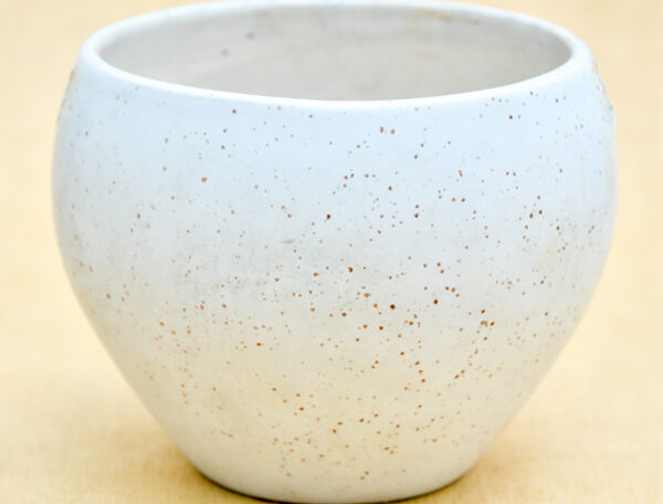 4.9 inch Apple Marble Finish Round Ceramic Pot (White)