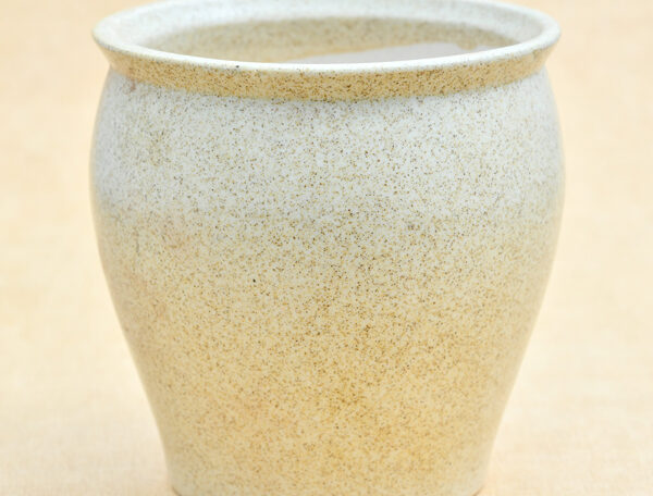 4.9 inch Matka Vase Marble Finish Round Ceramic Pot (Light Brown)