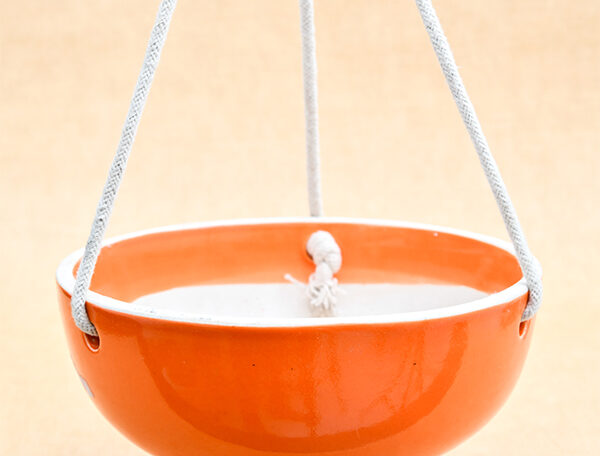 6.9 inch Bowl Hanging Round Ceramic Pot (Orange)